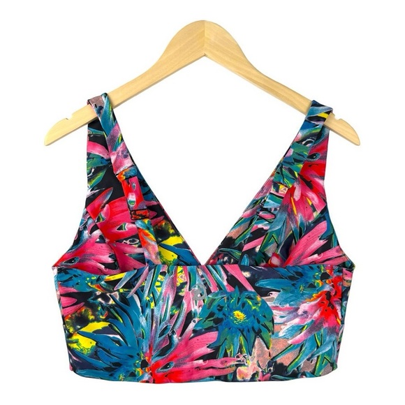 NWT Natori Josie Solstice Azalea Athletic Cami Crop Top Pink Blue Multi Size XL - Picture 6 of 12
